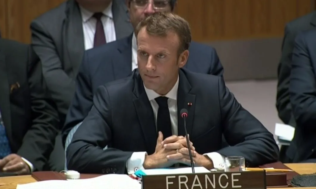 מקרון בישיבת מועצת הביטחון של האו''ם