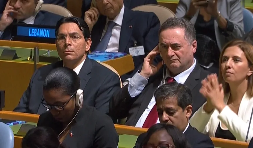 שגריר ישראל באו''ם דני דנון ושר החוץ ישראל כץ בעצרת בניו יורק