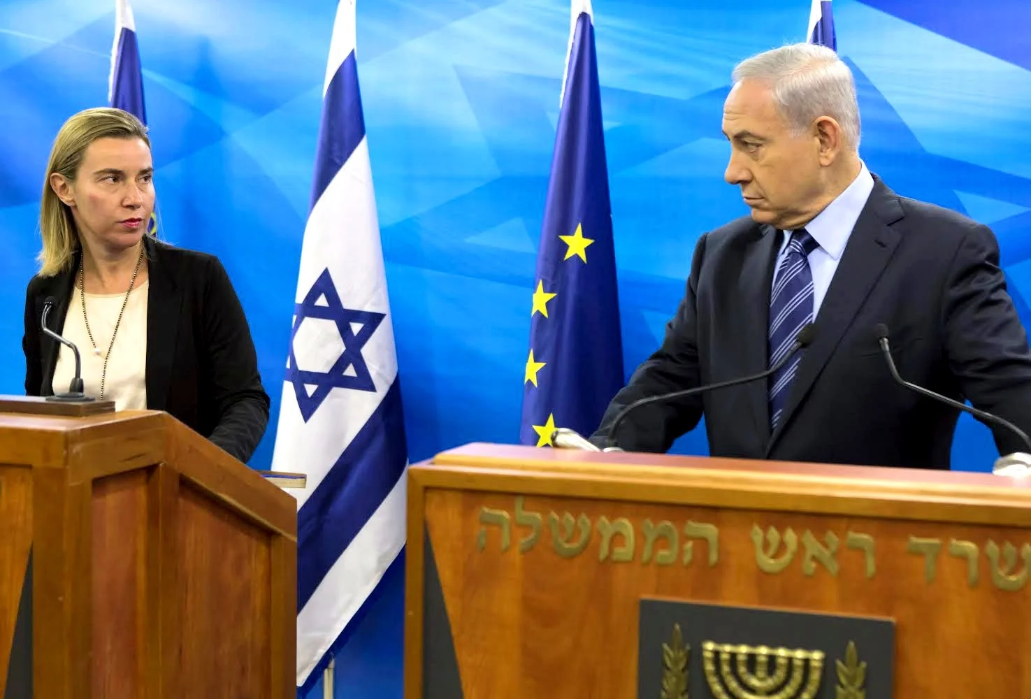 ראש הממשלה נתניהו והנציגה העליונה של האיחוד האירופי למדיניות חוץ וביטחון, פדריקה מוגריני