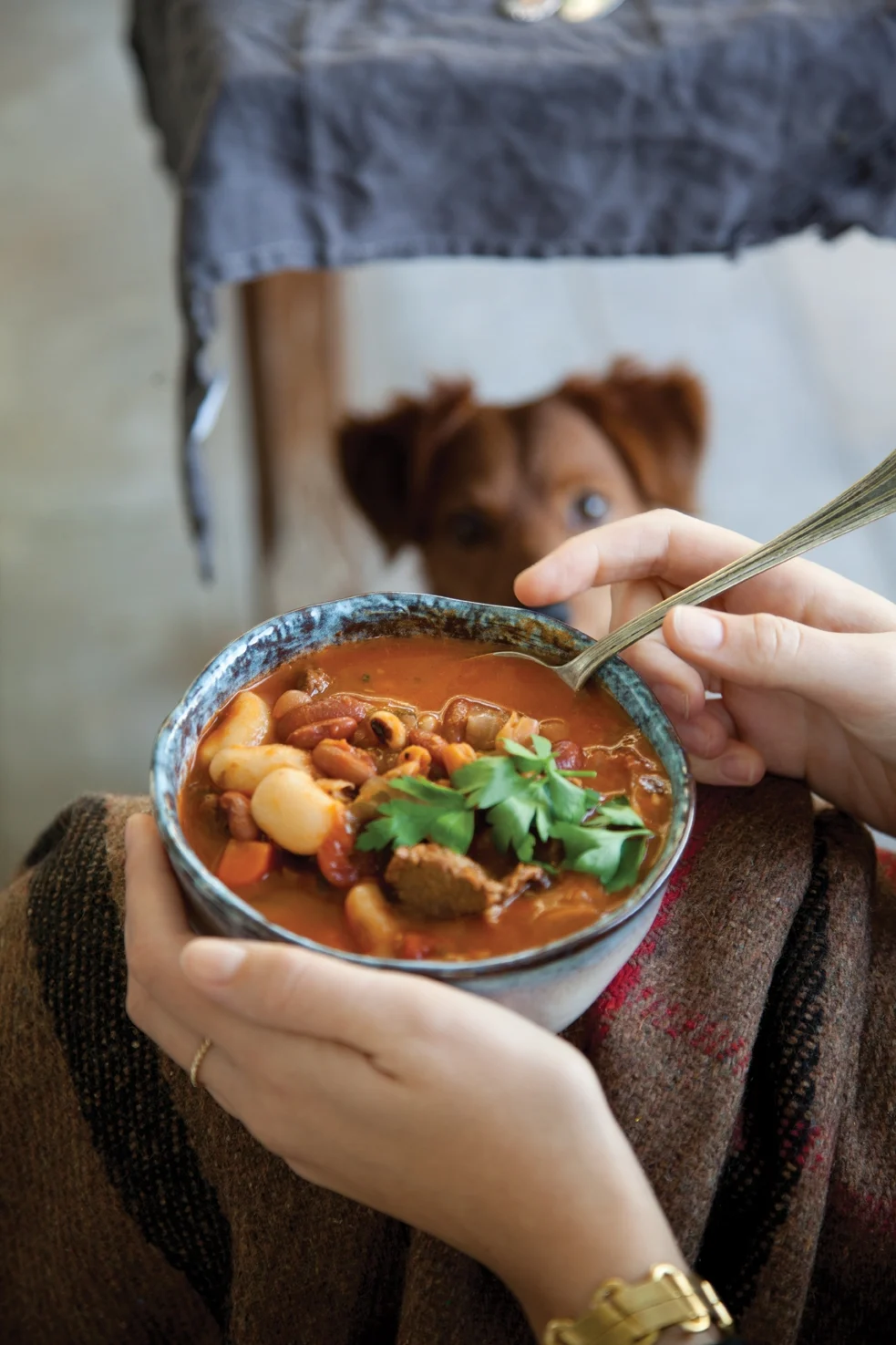 מרק שעועית ובשר מתוך גליון ינואר 2013 של על השולחן