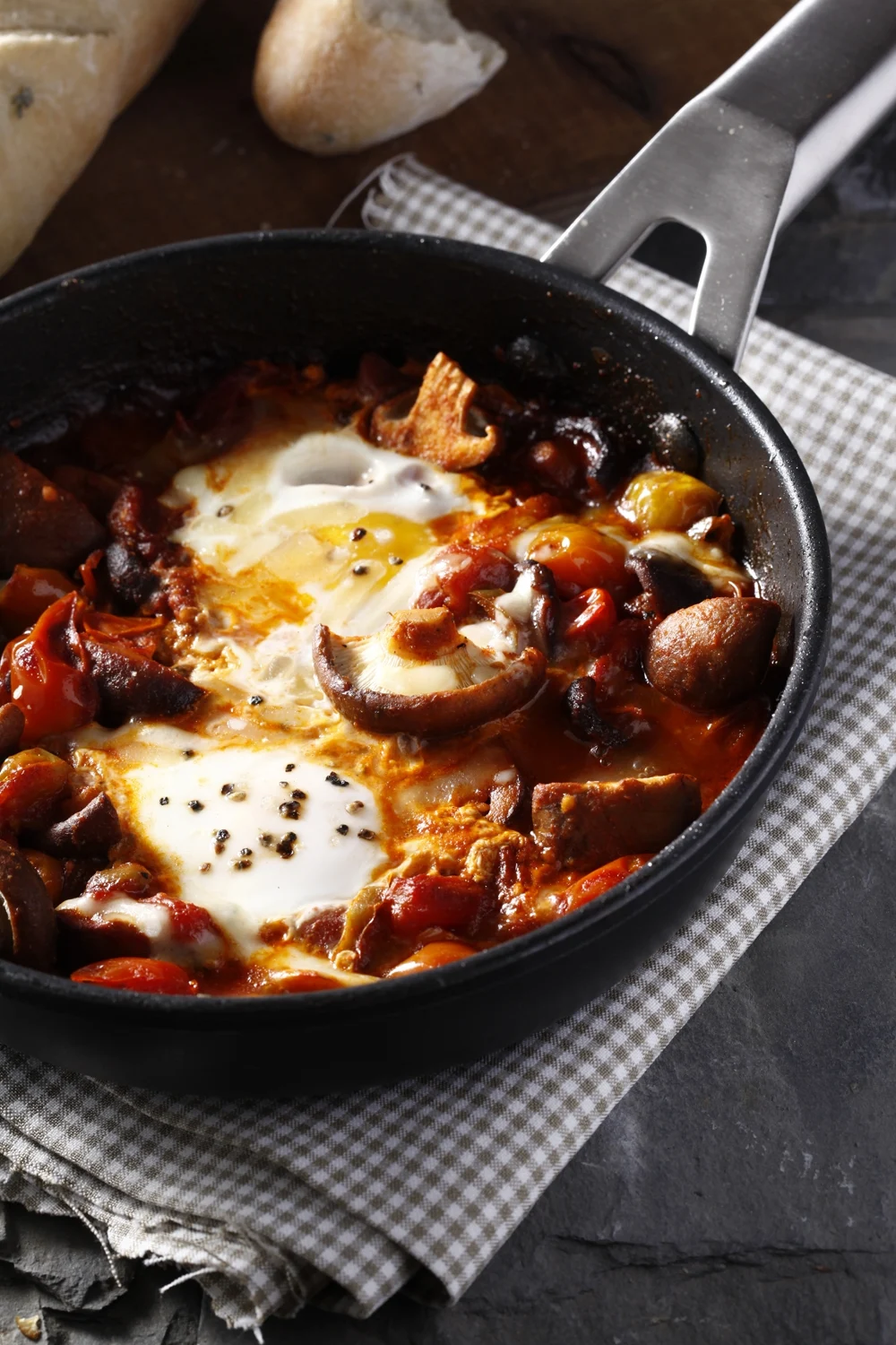 שקשוקת פטריות שיטאקי ועגבניות שרי