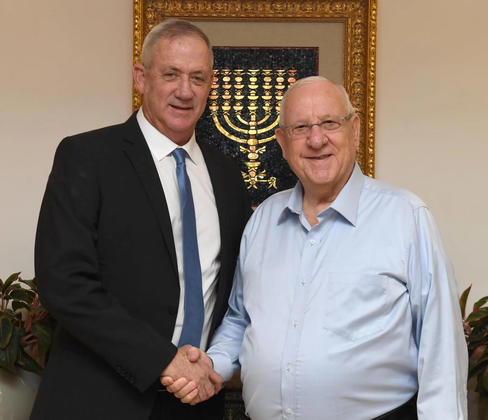 יו''ר כחול לבן בני גנץ ונשיא המדינה רובי ריבלין