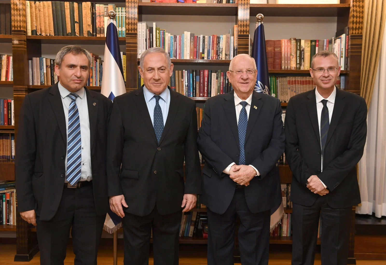 פגישתם של נשיא המדינה ראובן ריבלין, ראש הממשלה בנימין נתניהו, השר יריב לוין והשר זאב אלקין