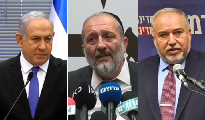 אביגדור ליברמן, אריה דרעי ובנימין נתניהו