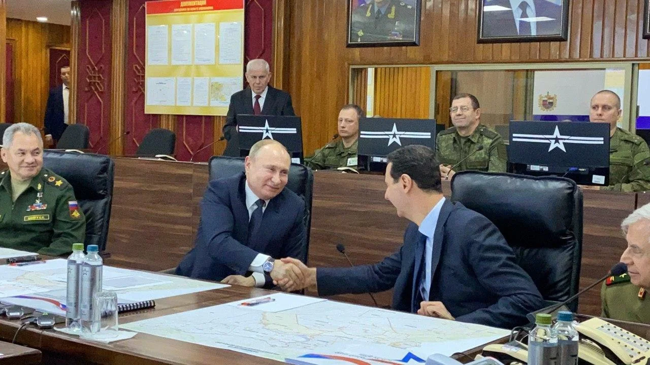 נשיא רוסיה ולדימיר פוטין בביקור בדמשק עם נשיא סוריה בשאר אסד