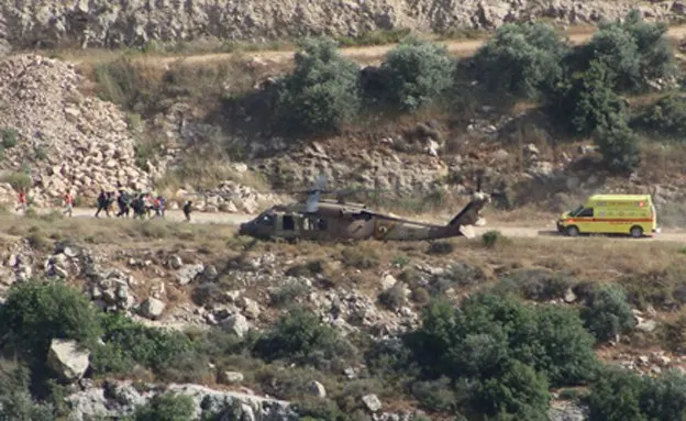 זירת הפיגוע בבנימין והמסוק פינוי