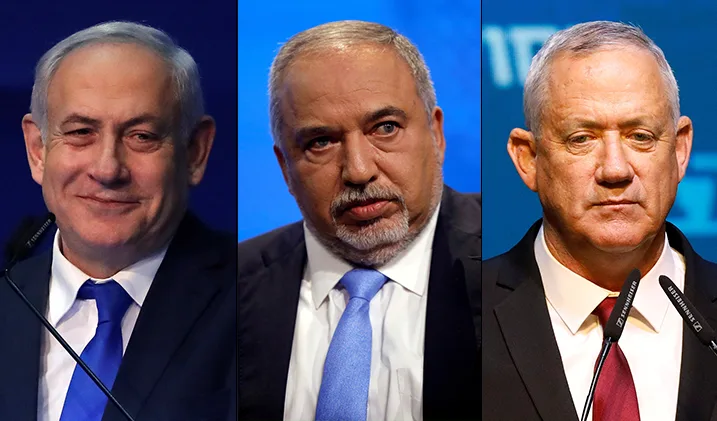 בנימין נתניהו, בני גנץ, אביגדור ליברמן