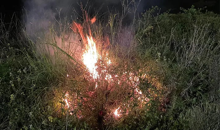 השריפה שנגרמה כתוצאה מהשלכת בקבוקי התבערה אל עבר רכב משמר הגבול