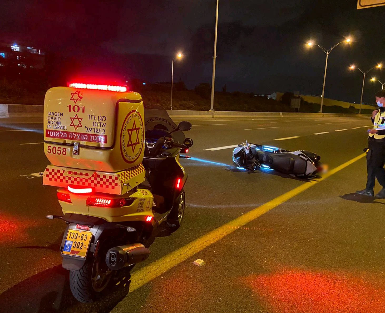 זירת תאונת האופנוע סמוך לפתח תקווה
