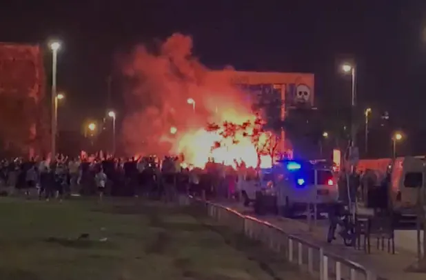 עימותים בין המשטרה לאוהדי מכבי בקרית שלום