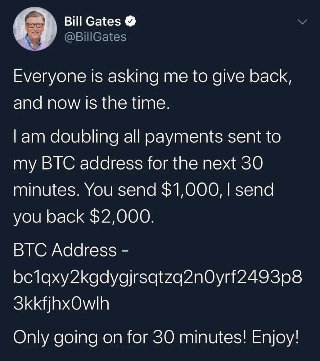 ציוץ מחשבונו הפרוץ של ביל גייטס