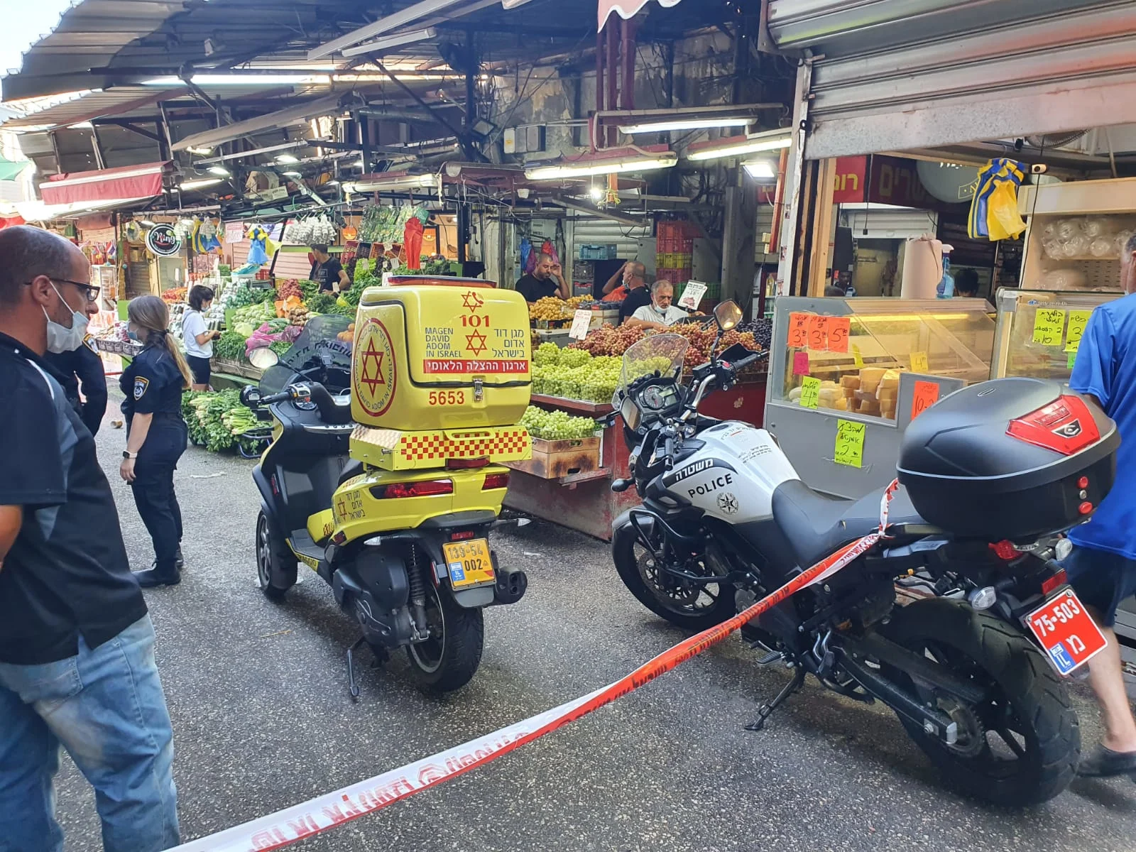 הזירה שבה אירעה הקטטה בשוק הכרמל בתל אביב