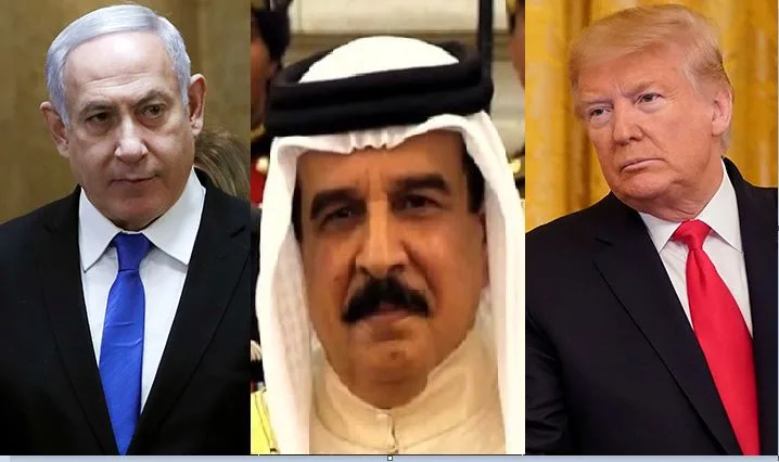 בנימין נתניהו, דונלד טראמפ וחמד עיסא אל חליפה מלך בחריין