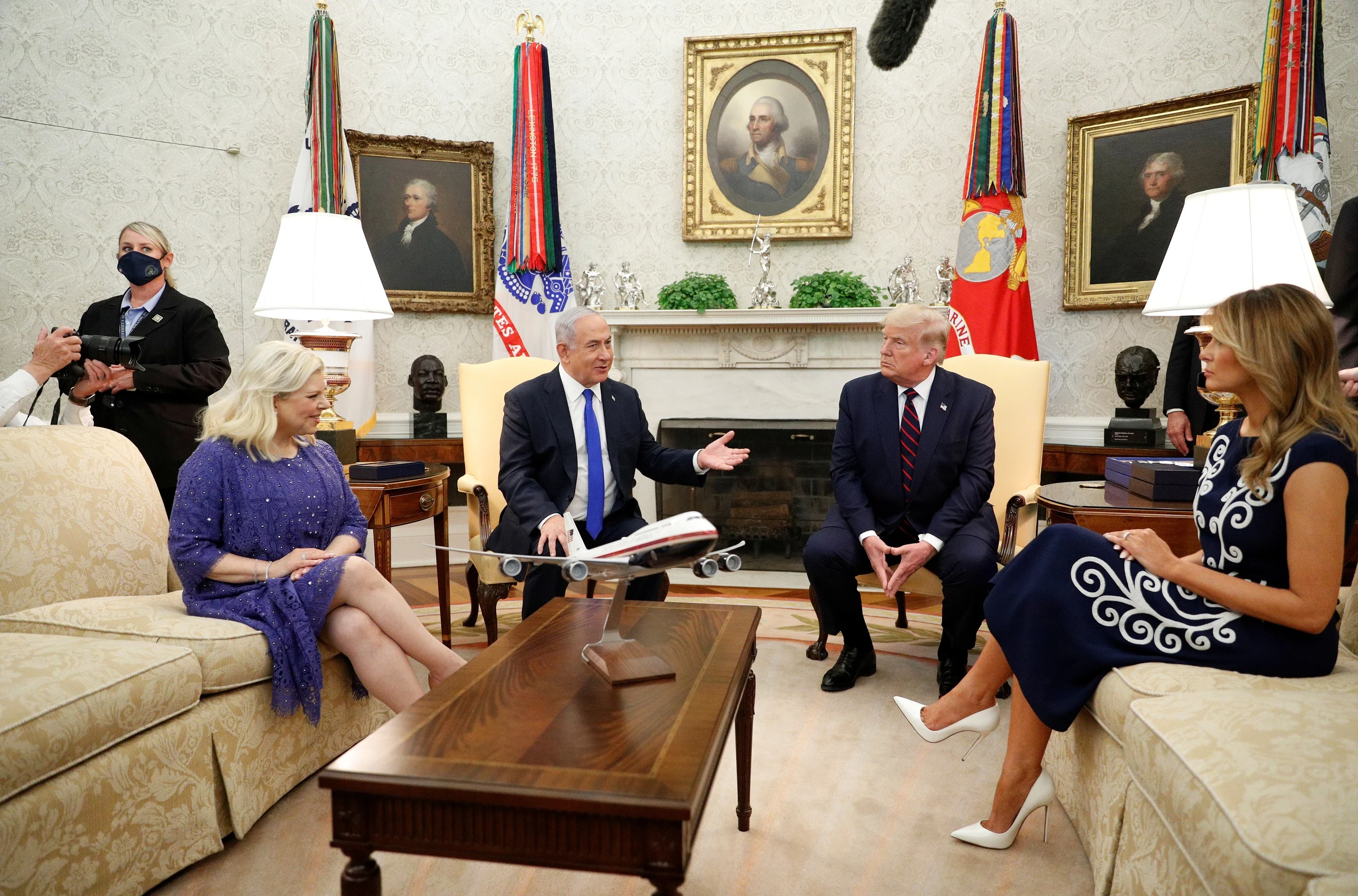 ראש הממשלה בנימין נתניהו ורעייתו שרה, נשיא ארה''ב דונלד טראמפ ורעייתו מלניה