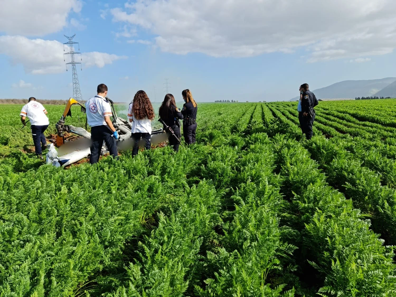 זירת ההתרסקות של כלי הטיס סמוך לעפולה