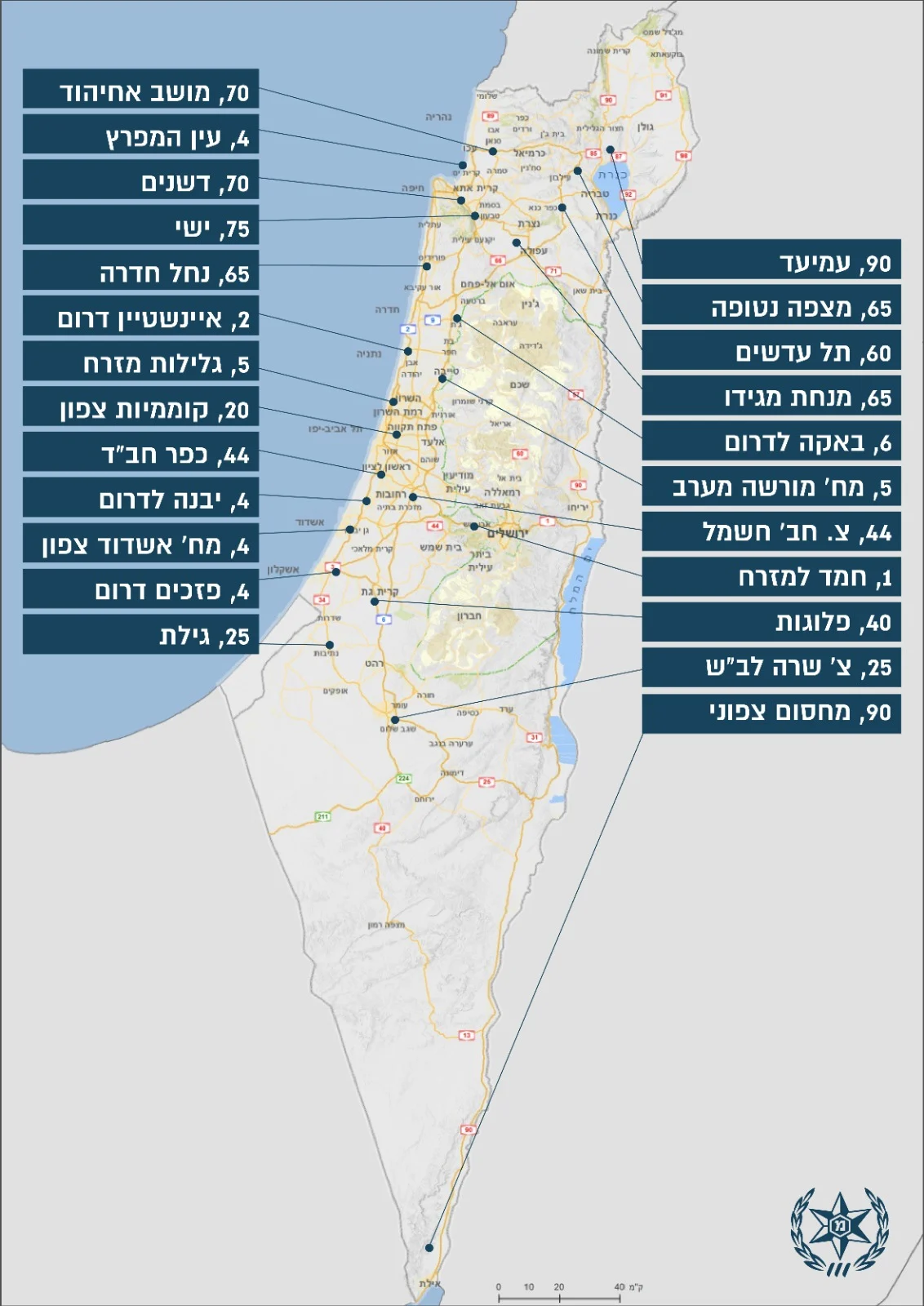 מפת המחסומים לעוצר חג הפורים