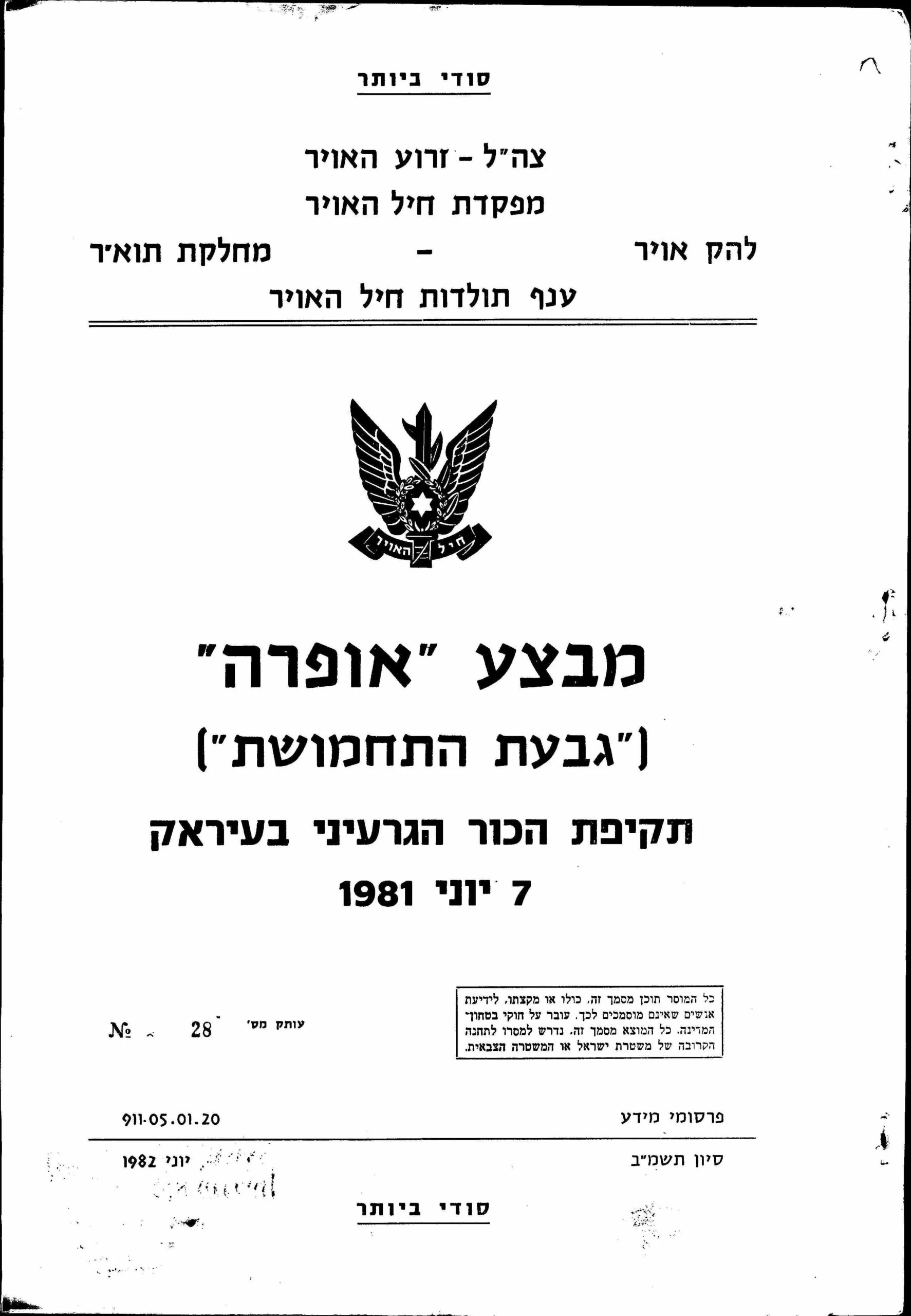 מבצע אופרה, תקיפת הכור בעיראק
