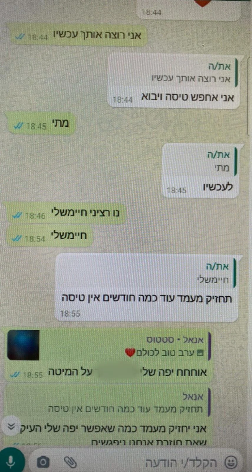 הודעות וואטסאפ שעל פי החשד שלח חשוד בפדופיליה לקטינות