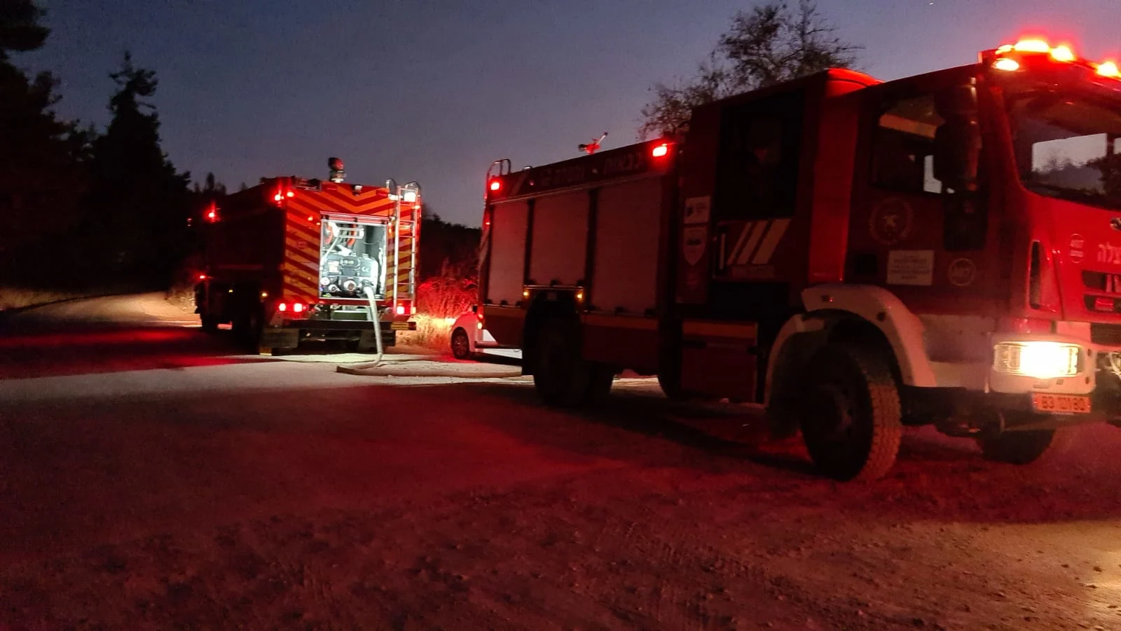 שריפה בהרי ירושלים כבאית כיבוי אש