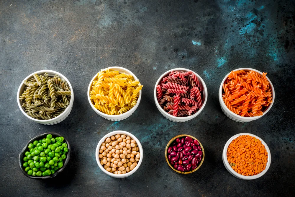 Trend,healthy,food,,vegan,diet,concept.,multi,colored,legume,pasta