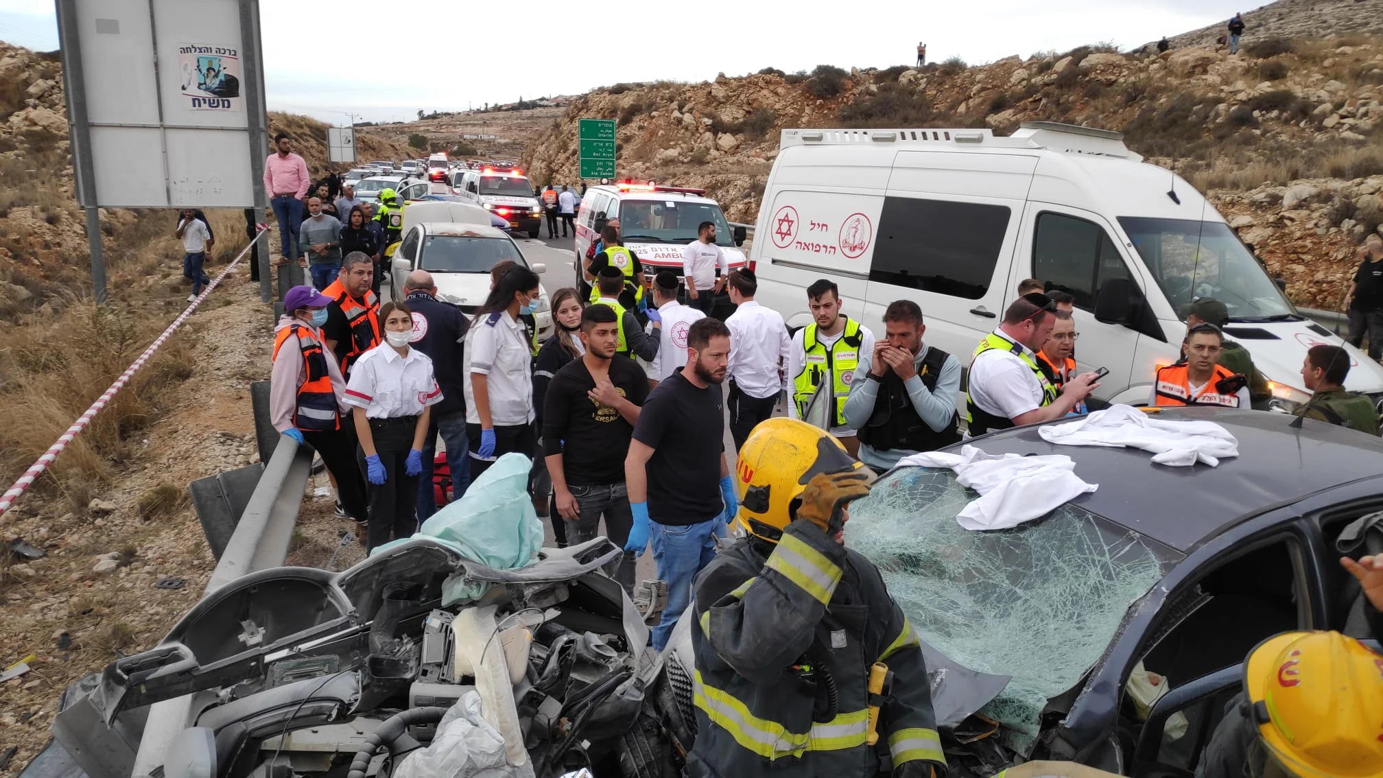 זירת התאונה בצומת עופרים