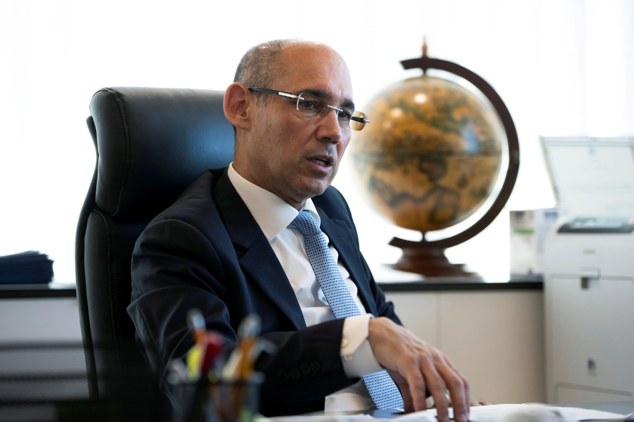 File Photo: Bank Of Israel Governor Amir Yaron Gestures While He Speaks During His Interview With Reuters In Jerusalem