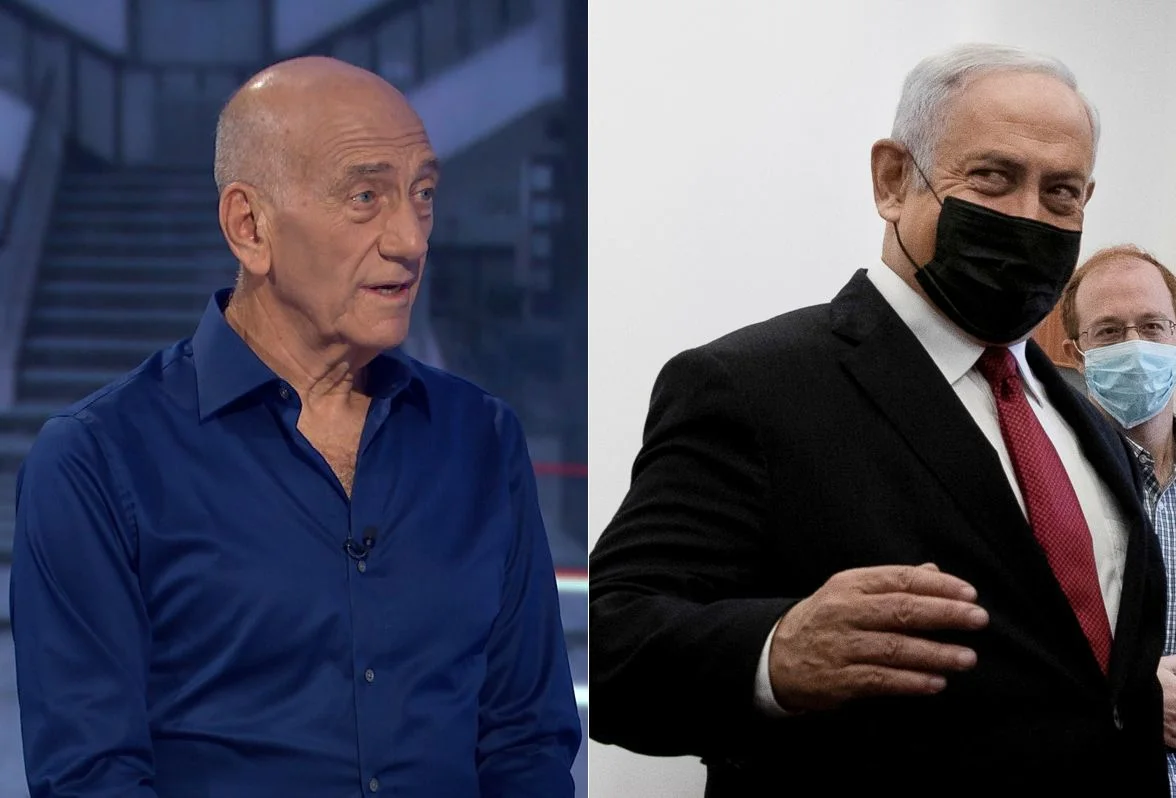 ראשי הממשלה לשעבר בנימין נתניהו ואהוד אולמרט