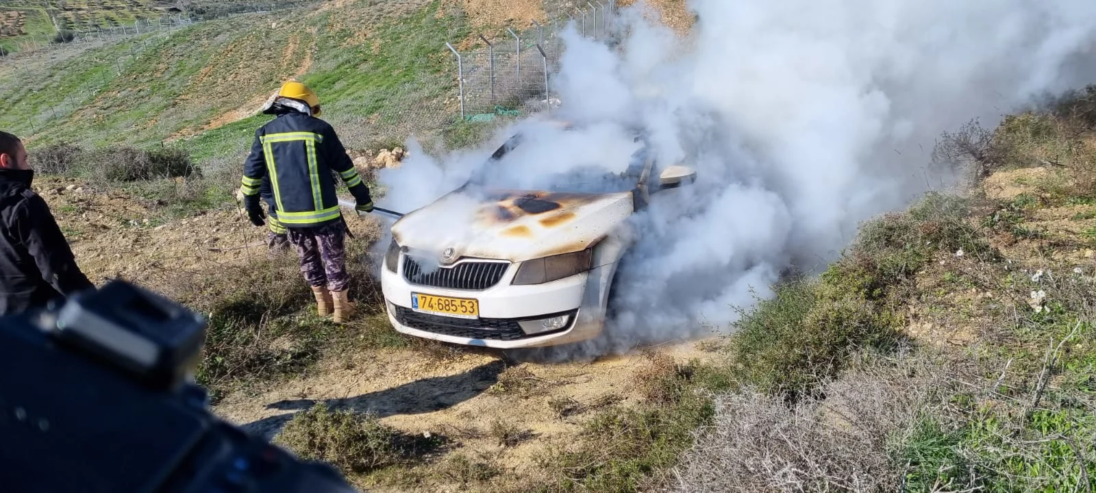 המכונית שעלתה באש בכפר בורין