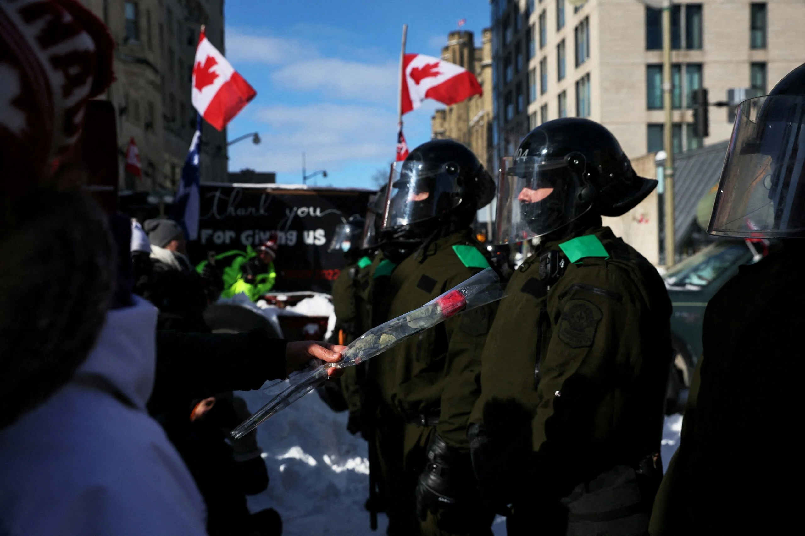 הפגנת נהגי המשאיות נגד הגבלות הקורונה באוטווה, קנדה