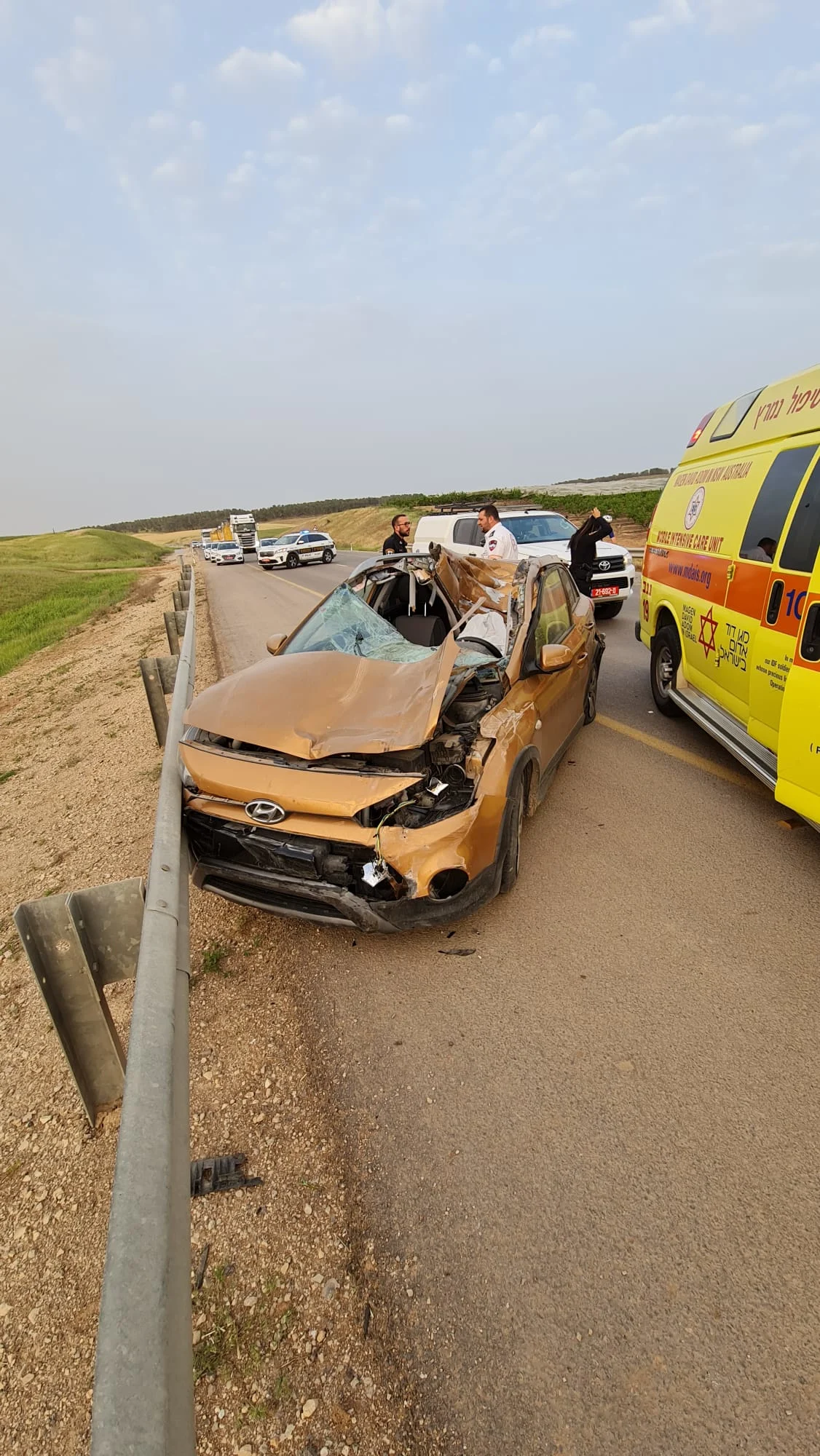 זירת התאונה בין לקיה ללהב בנגב