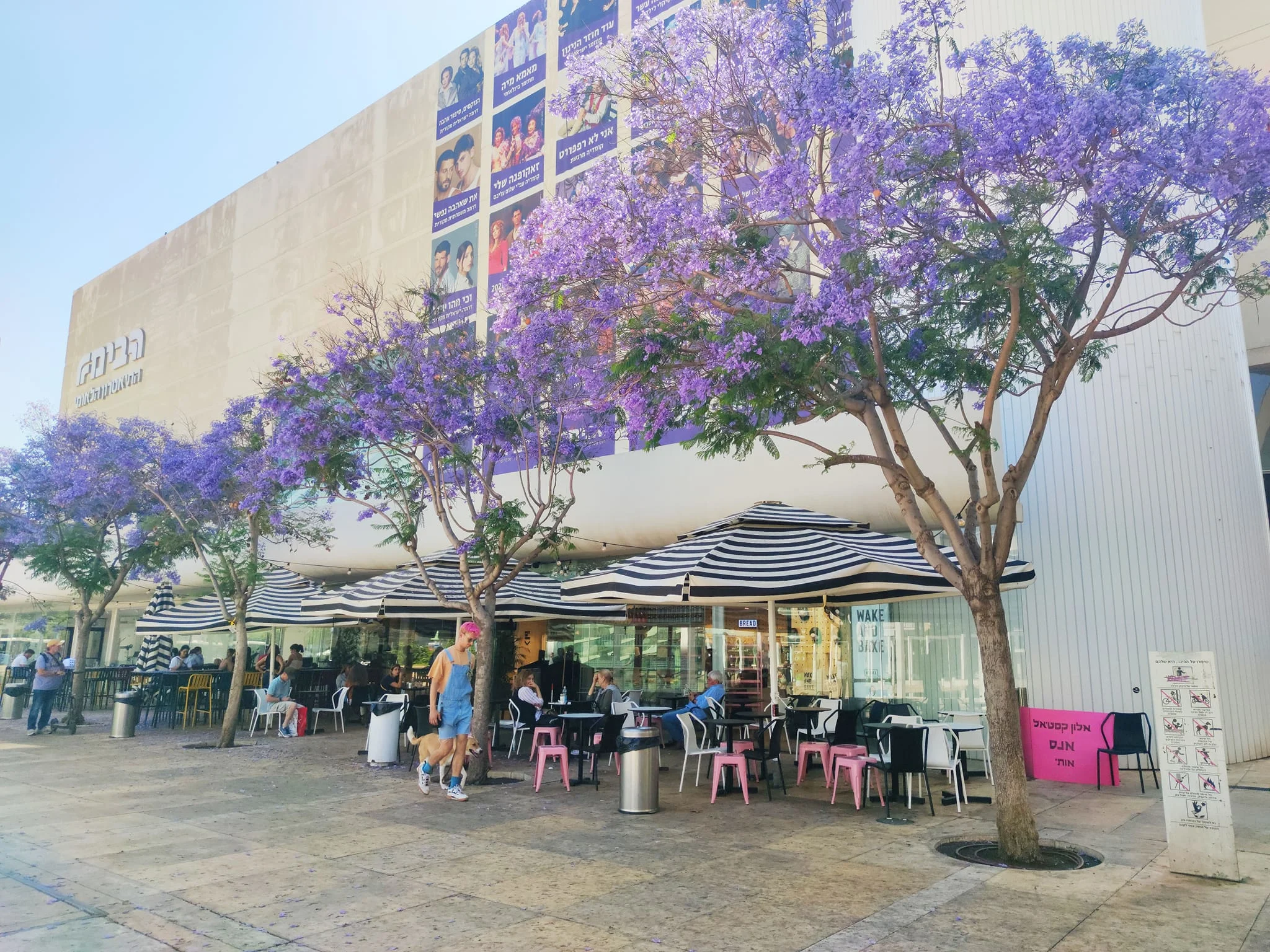 שלט שתלתה עירד מרציאנו במתחם הבימה בתל אביב נגד שחרורו המוקדם של אלון קסטיאל