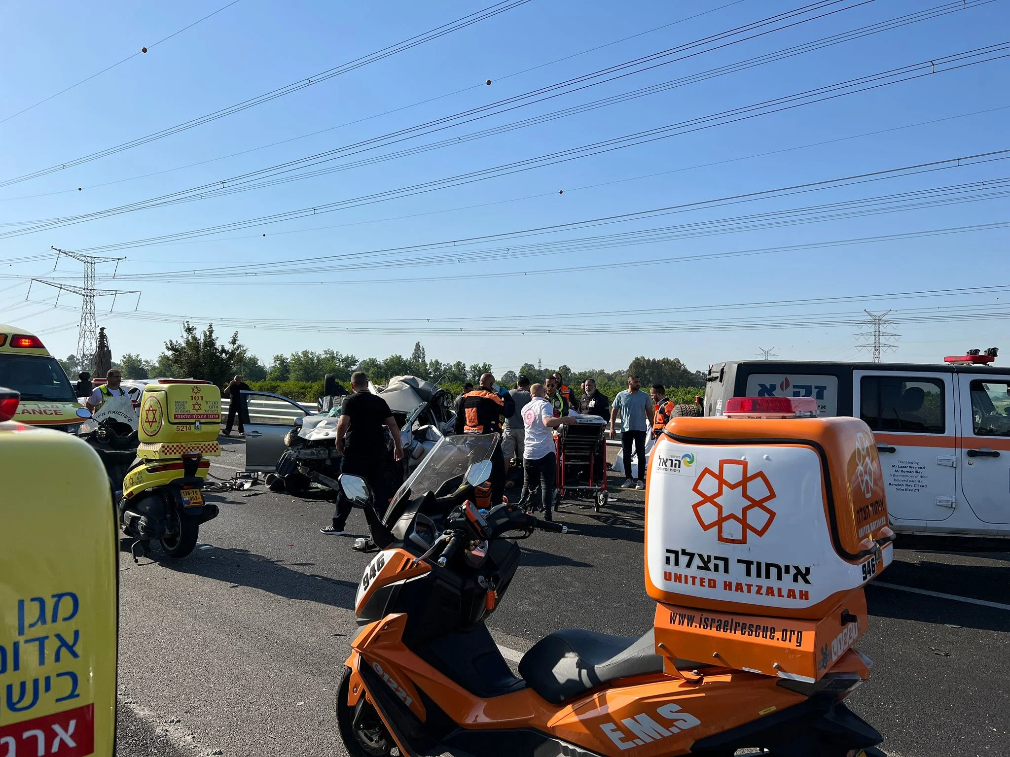 זירת התאונה בכביש 5