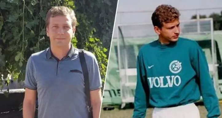 כדורגלן העבר סרגיי בלנצ'וק (מימין במדי מכבי חיפה)