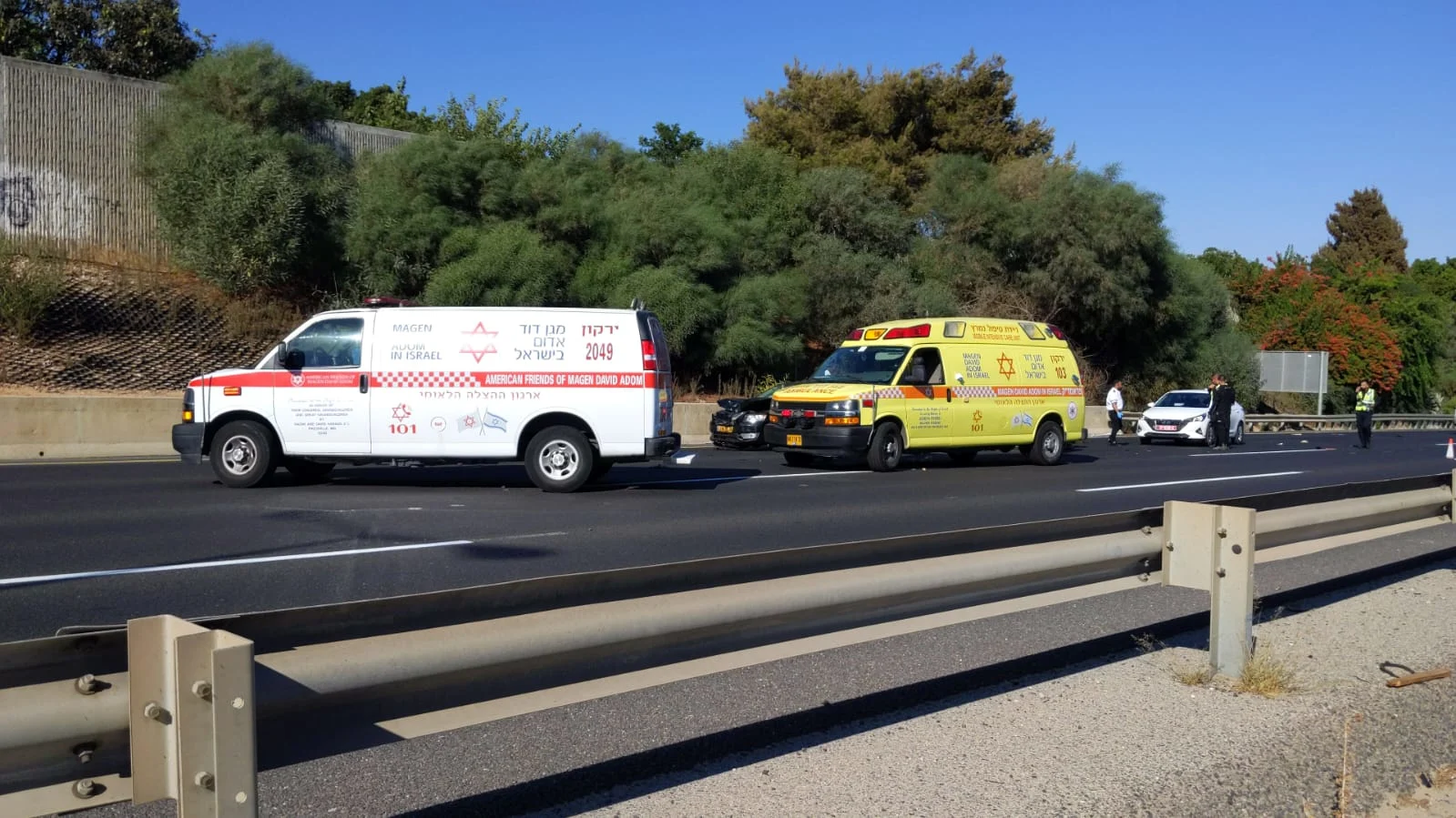 זירת התאונה בה נהרג רוכב האופנוע בכביש 5