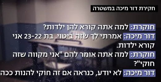 דור מיכה במהלך החקירה על השימוש במונח ''ילדות''