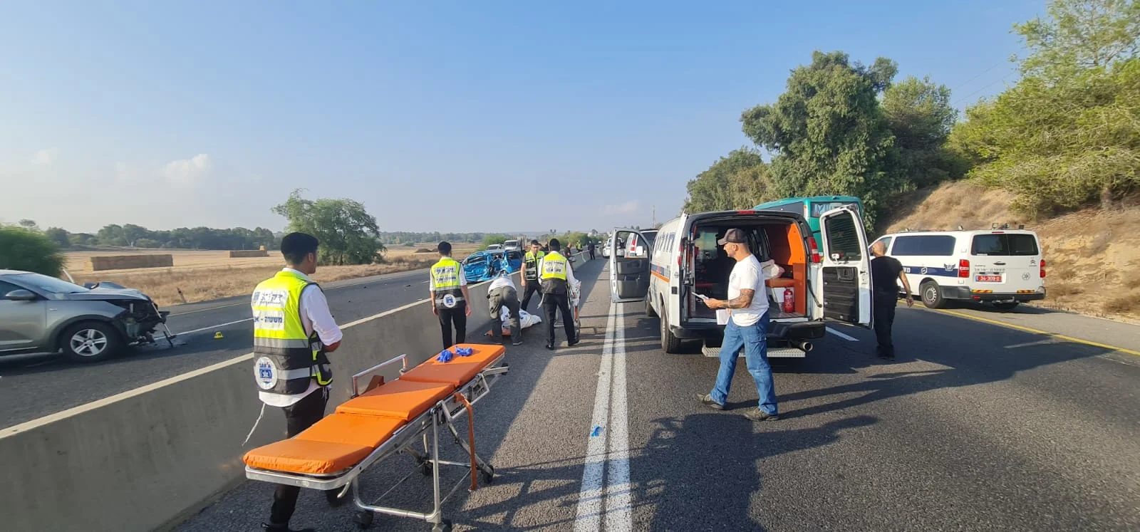 זירת התאונה בכביש 4