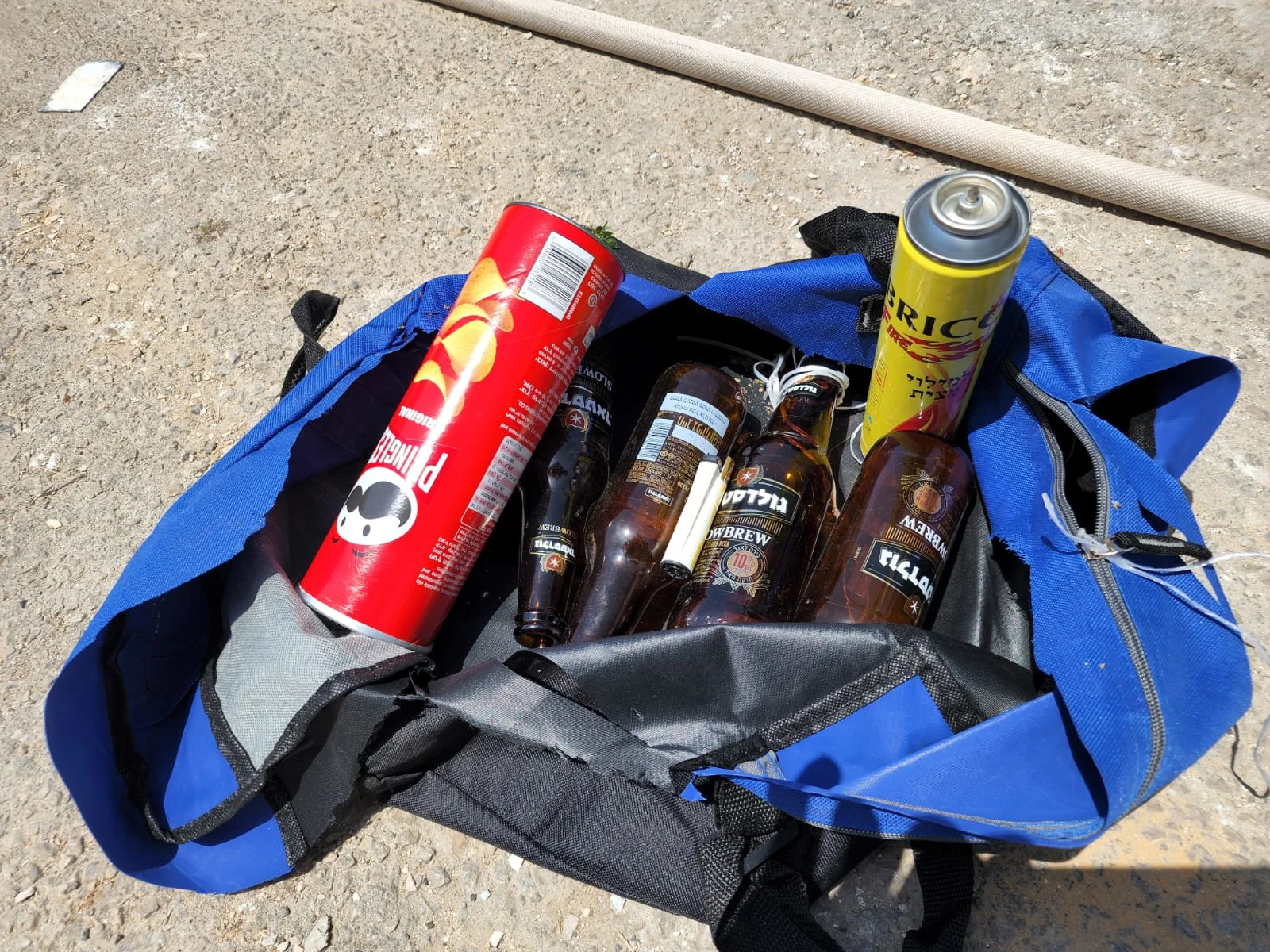 חומרי בעירה שנמצאו אצל תושב בני ברק שאיים לרצוח חוקר משטרה