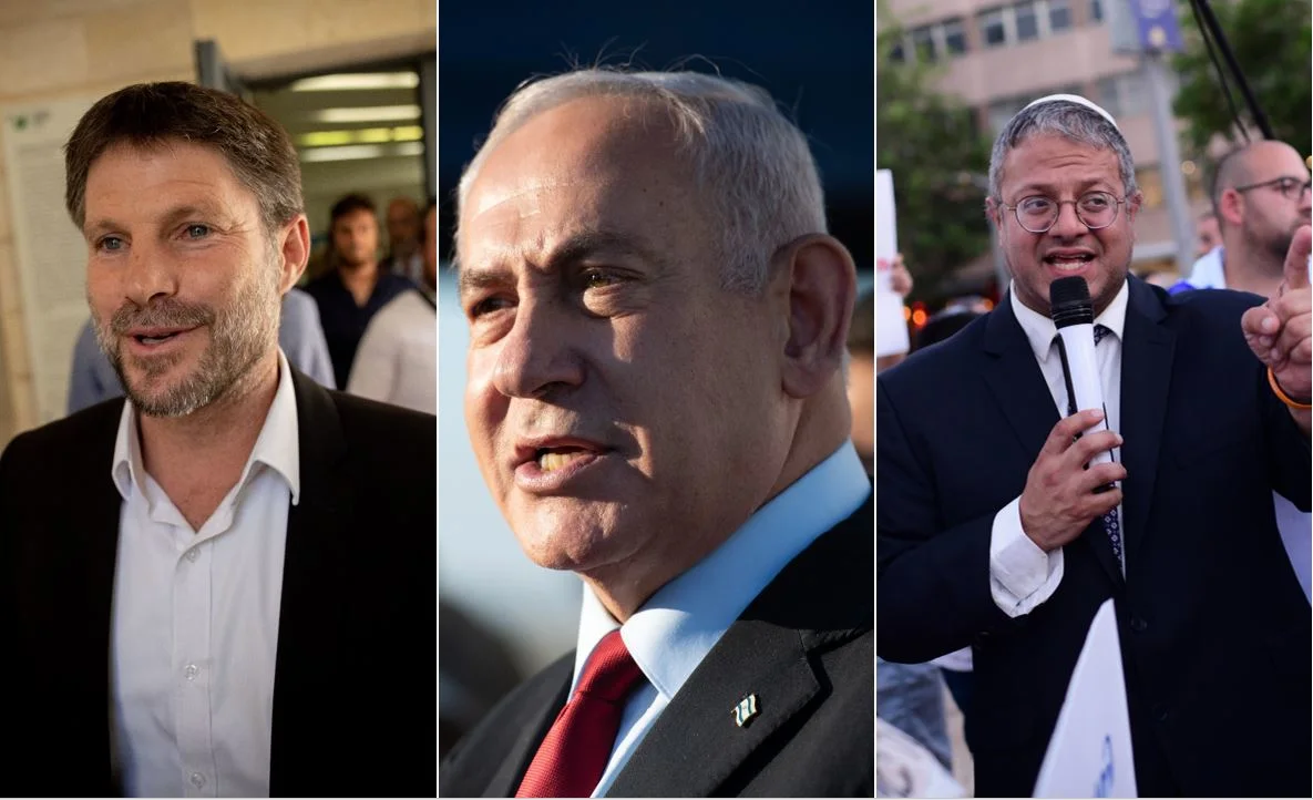 יו''ר עוצמה יהודית ח''כ בן גביר, יו''ר האופוזיציה ח''כ נתניהו ויו''ר הציונות הדתית ח''כ סמוטריץ'