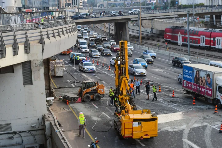 העבודות בנתיבי איילון באזור מחלף השלום