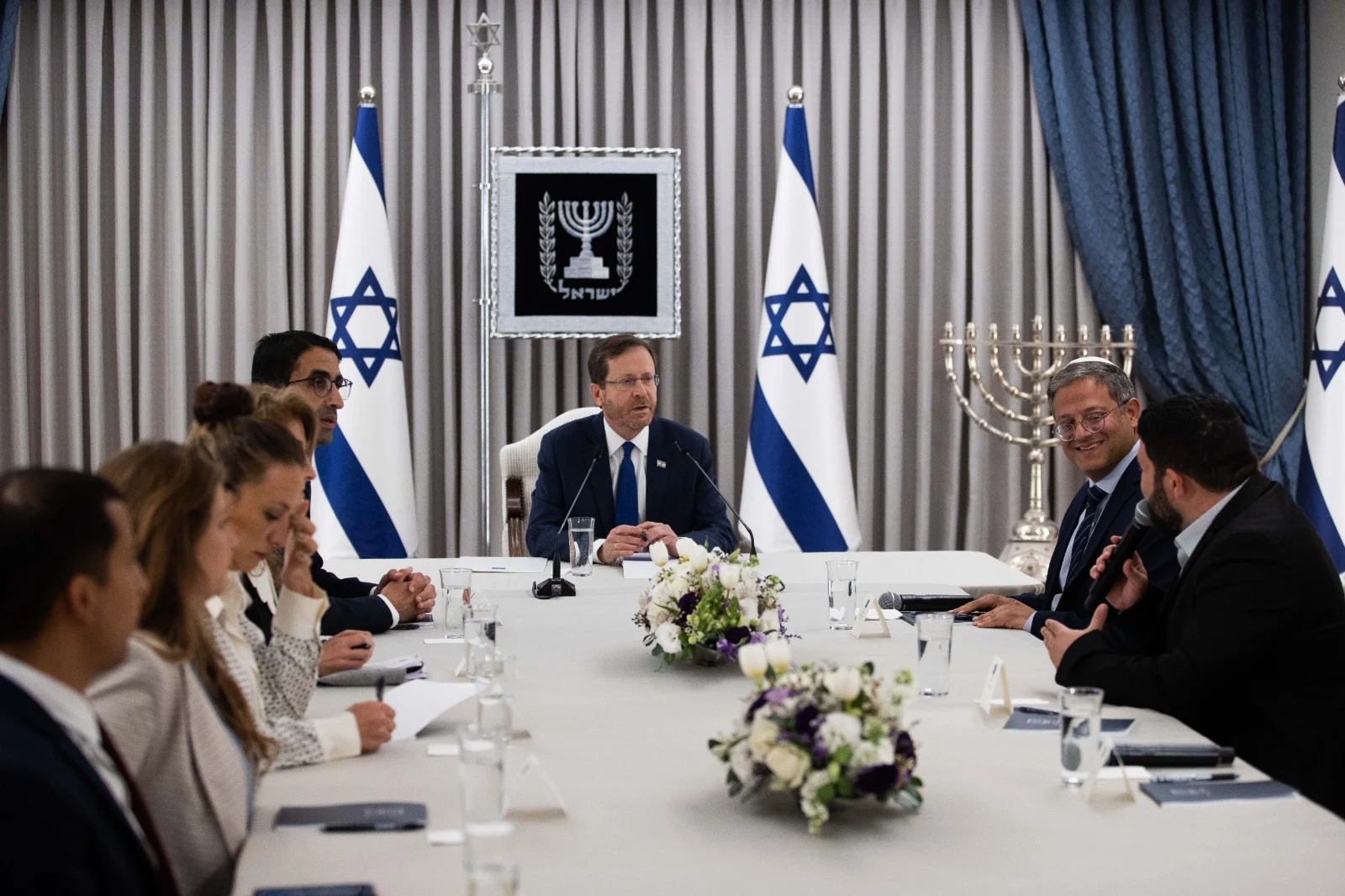 איתמר בן גביר ונציגי עוצמה יהודית בבית הנשיא יצחק הרצוג