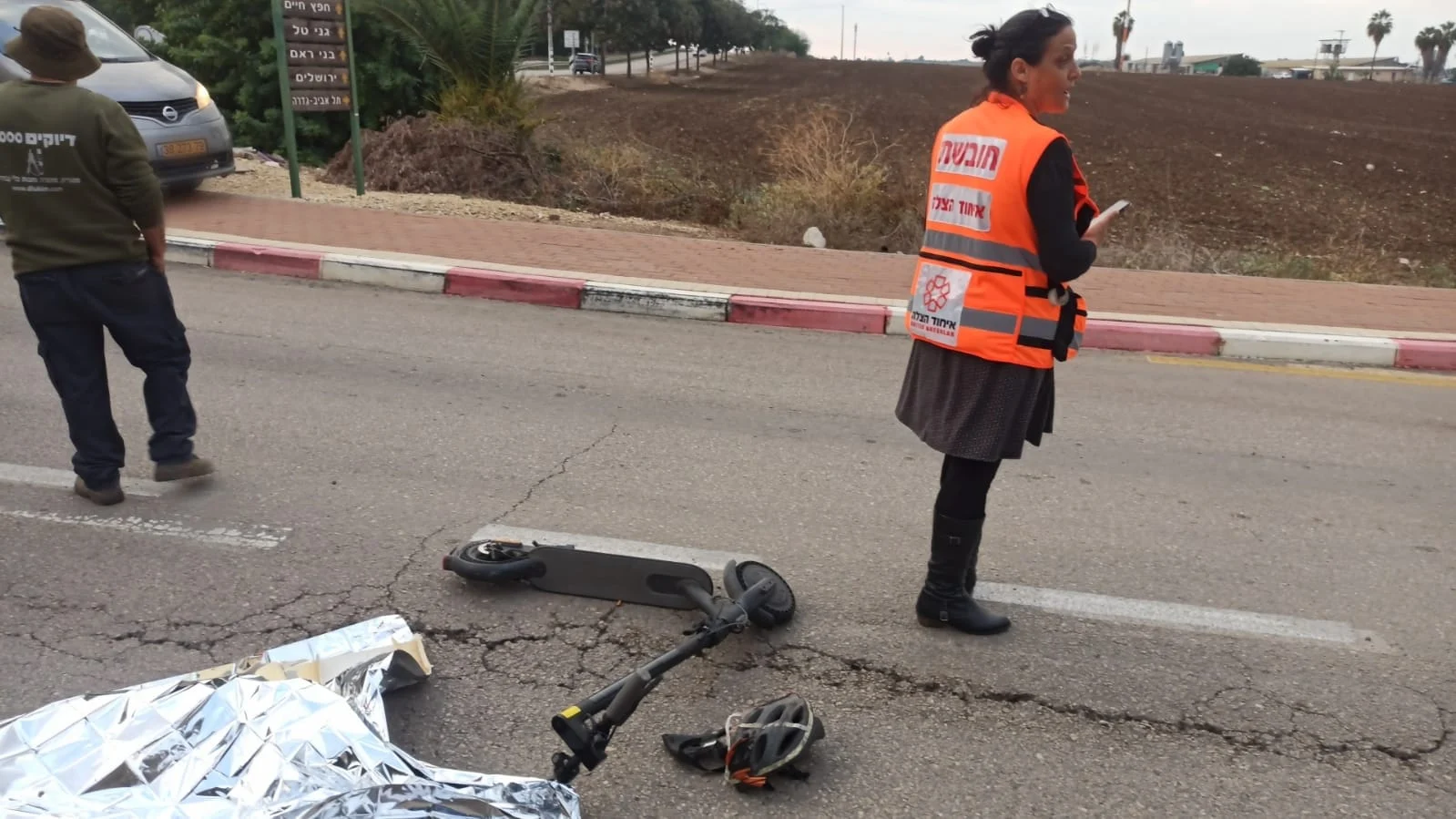 זירת התאונה בכביש 3936 סמוך לחפץ חיים