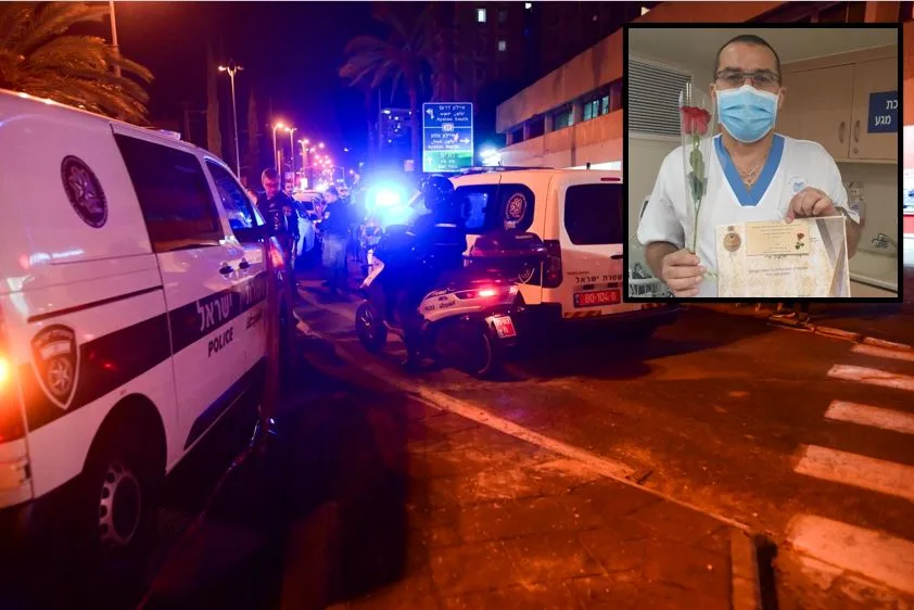 Captuיורי וולקוב שנדקר למוות בחולון, על רקע זירת הרצח