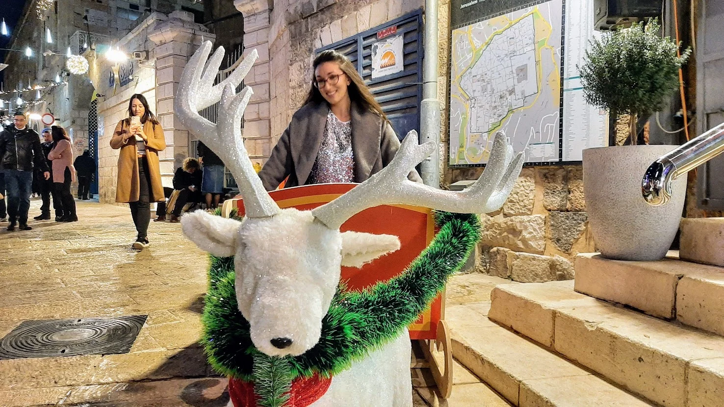 האייל של סנטה בפעולה בשער החדש. צילום: מיכל בן ארי מנור