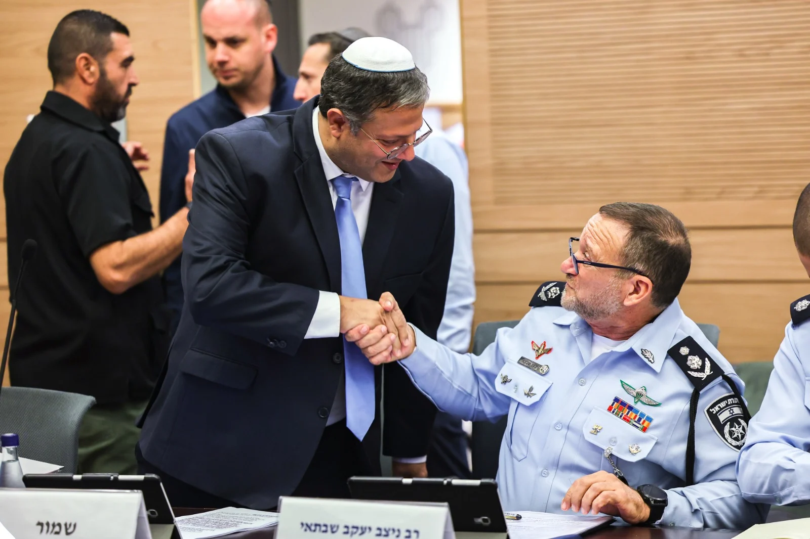 המפכ''ל שבתאי ואיתמר בן גביר בוועדה שדנה בחוק פקודת המשטרה