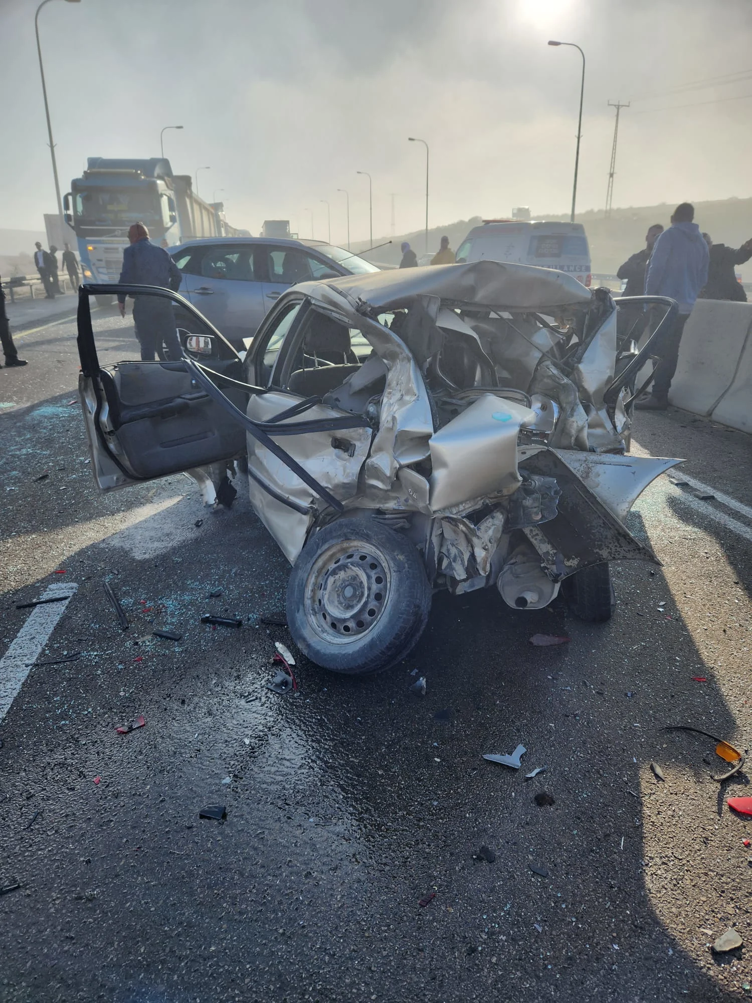 זירת התאונה בסמוך לצומת נבטים