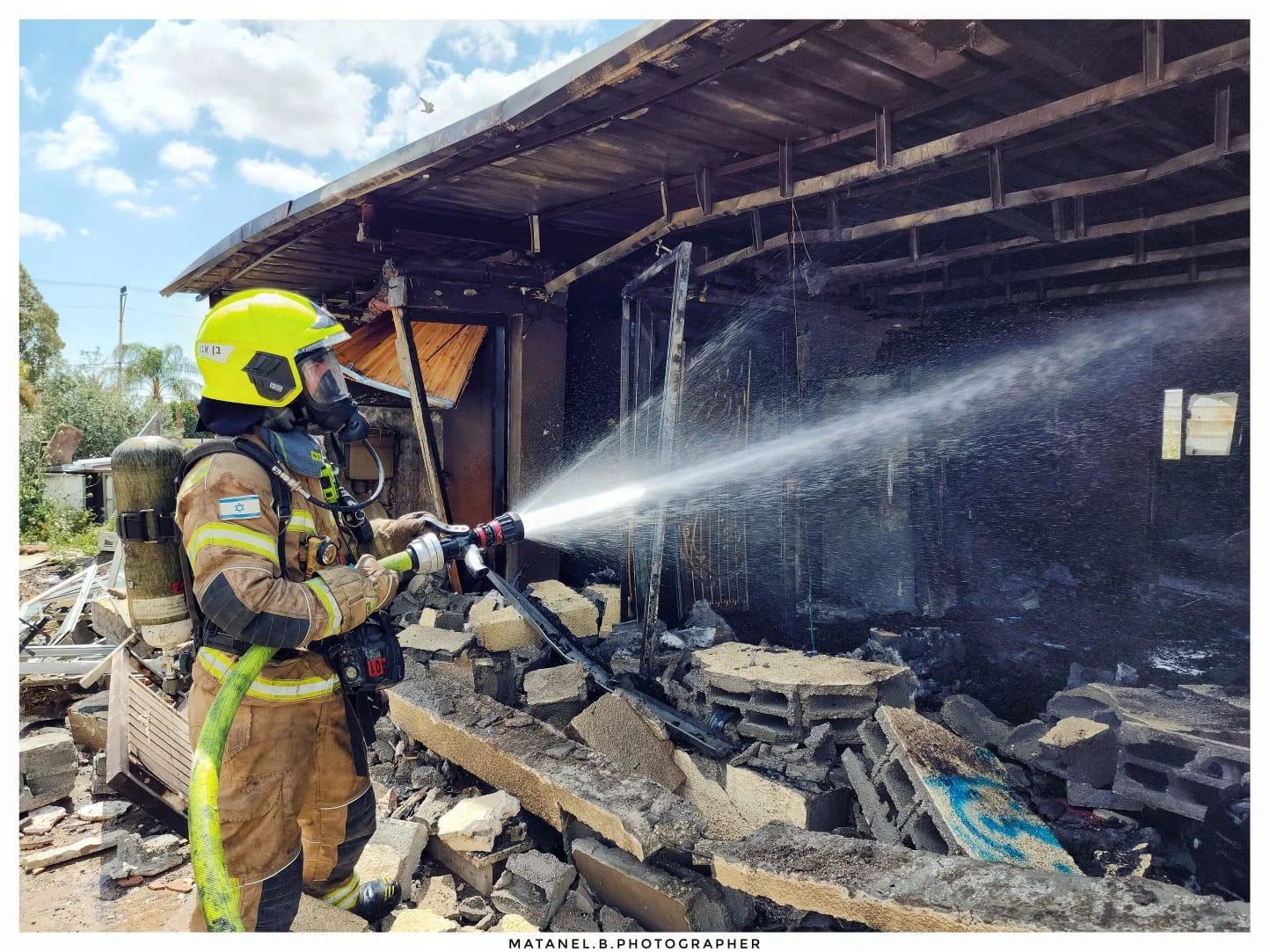 זירת השריפה בתל שבע