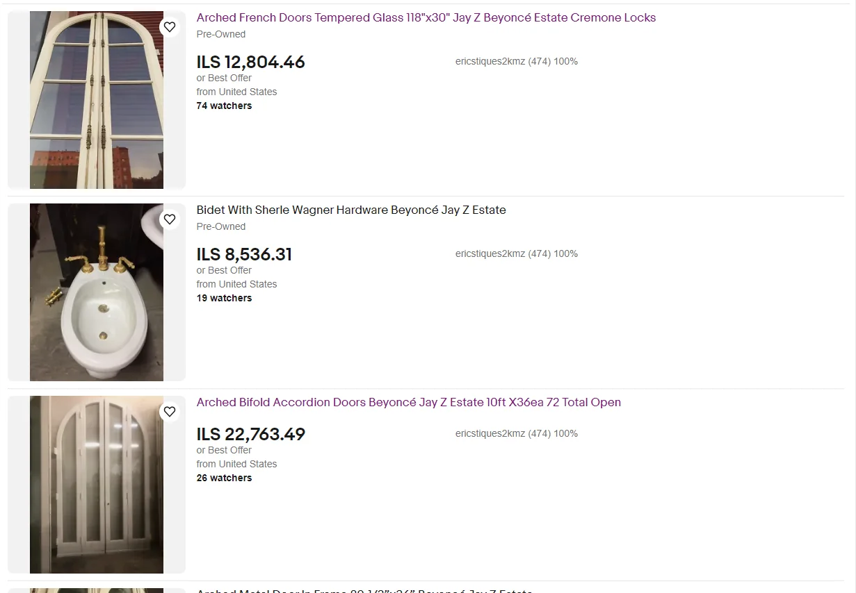 המוצרים מביתם של ביונסה וג'יי זי