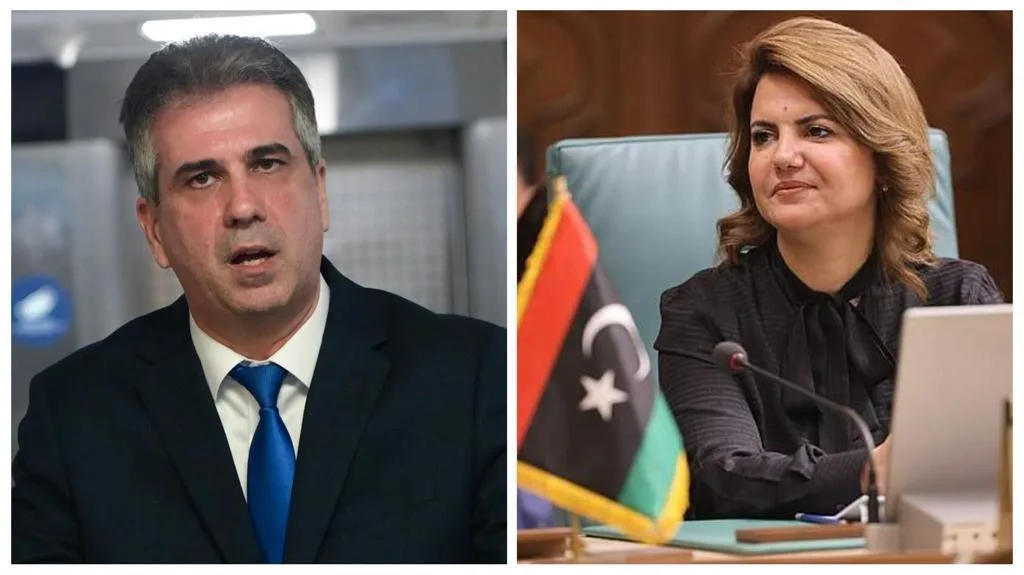 שר החוץ אלי כהן ושרת החוץ של לוב, נג'לא אלמנקוש