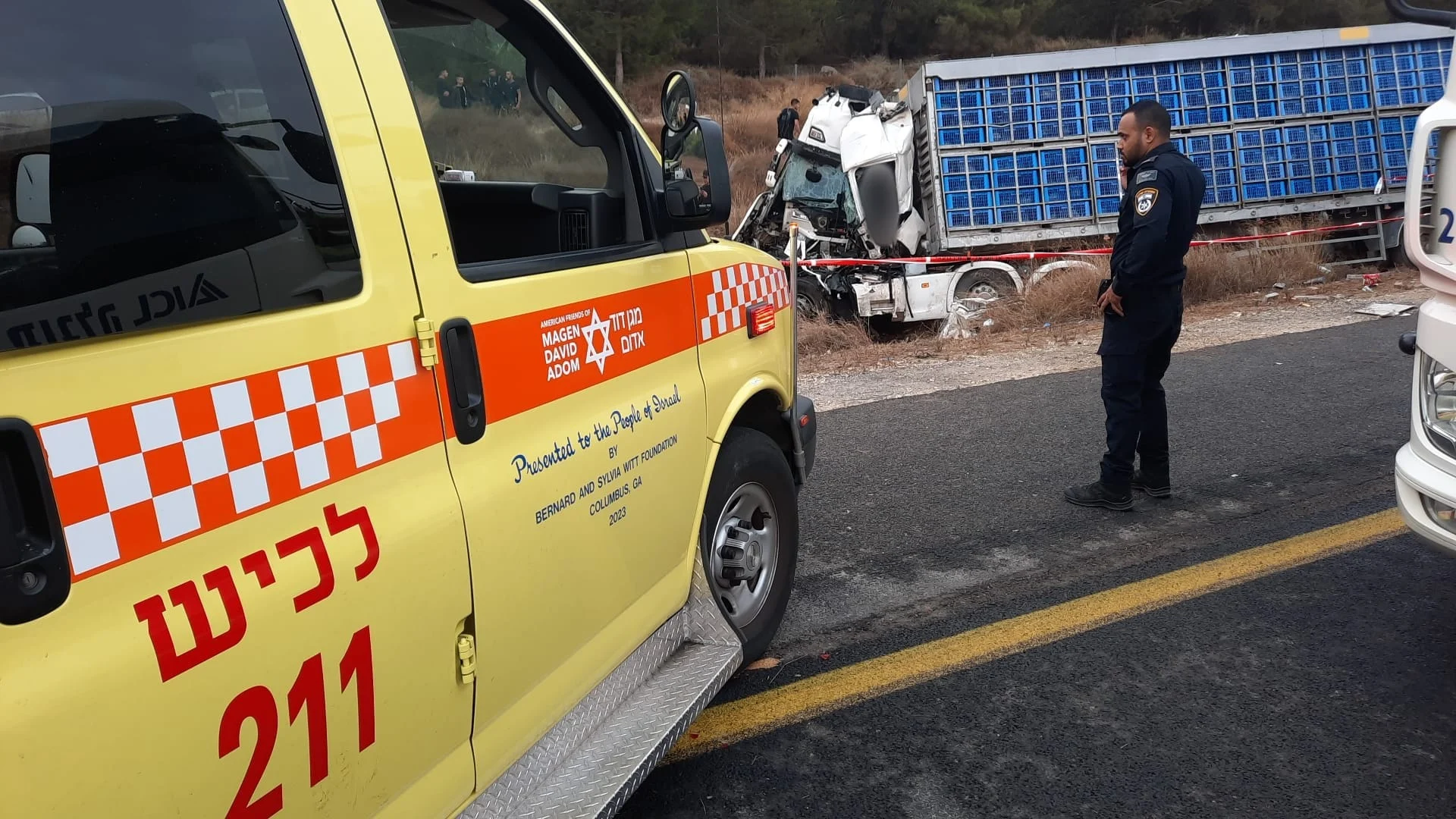 זירת התאונה בכביש 6