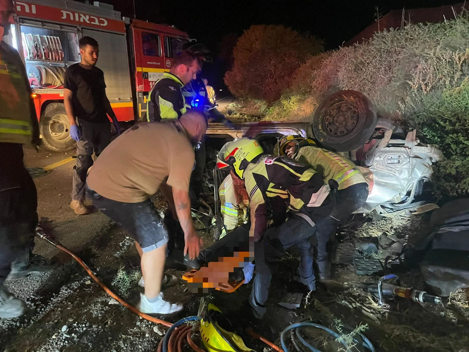 זירת התאונה ליד קיבוץ האון שעל הכנרת